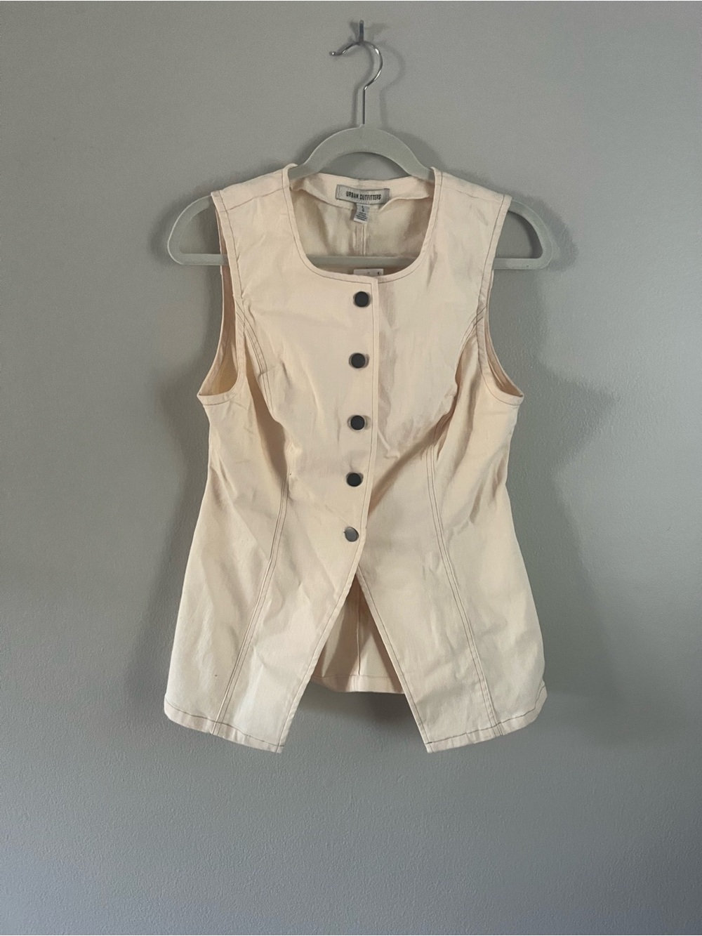 Urban Outfitters Ecru Button Front Tailored Vest Top Size L NWT
